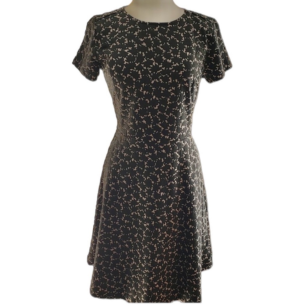 LOFT Beige & Black Pattern Dress Sz 4